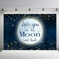 thumbnail image 2 of Baby Shower Backdrop Love You to The Moon and Back Photography Background Golden Star Bday Baby Shower Party Decorations Banner Supplies Photo Booth Props, 2 of 5