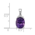 thumbnail image 2 of White Sterling Silver Charm Pendant Diamond Amethyst Oval Purple 17 mm 8, 2 of 3