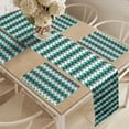 thumbnail image 2 of Ambesonne Chevron Table Runner & Placemats, Symmetric Arrows Stripe, Placemat 4 pcs + Runner 16"x72", Jade Green Grey White, 2 of 2
