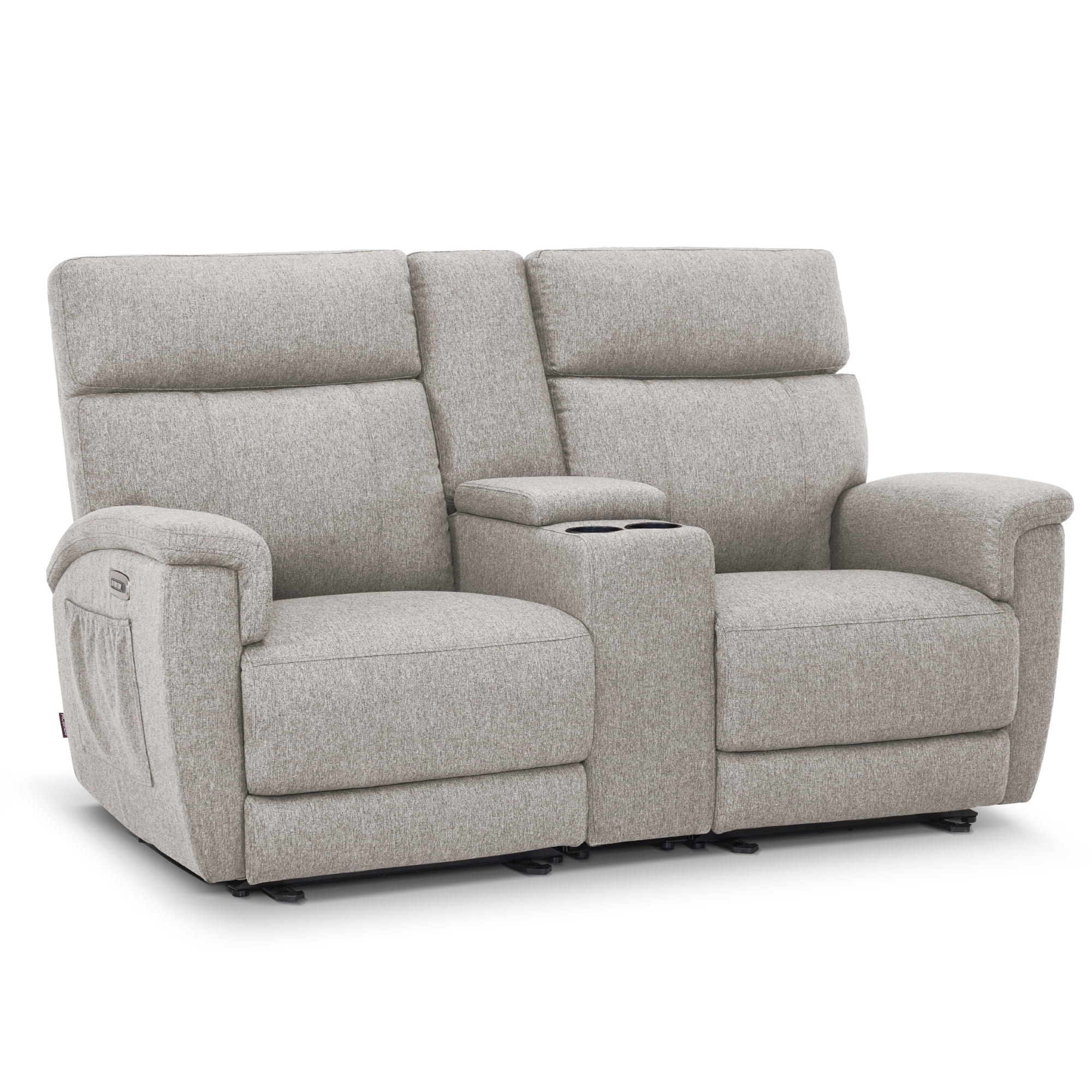 MCombo 70.8" Power Loveseat Recliner Sofa with Console, Massage and Dual Heating, Adjustable Headrest for Living Room, Fabric (Mist Grey)