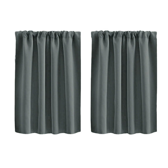 Modern Blackout Thermal Rod Pocket Short Window Curtain for Bedroom Living Room Home Decoration(2 Panel), 30 X 36in, Gray
