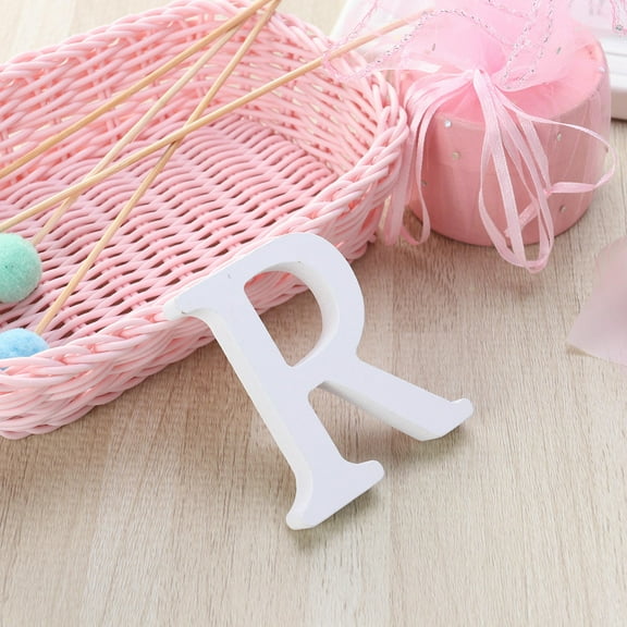 MLINS Wood Letter R Decor for Party and Home Decoration White Standing Wood Letters 8cm