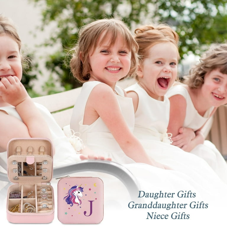 TINGN Unicorn Travel Jewelry Case Holder Organizer, Small Pink