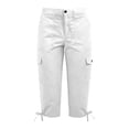 thumbnail image 5 of Stamzod Capris Pants for Women Loose Fit Casual Cropped Pants with Pockets Dressy Lightweight Ladies Baggy Cargo Pants for Hiking White XXL, 5 of 5