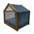 thumbnail image 2 of Geometric Pet House, Lattice Pattern with Dots and Curved Lines Abstract Traditional Motifs, Outdoor & Indoor Portable Dog Kennel with Pillow and Cover, 5 Sizes, Dark Blue Cream, by Ambesonne, 2 of 5