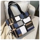 thumbnail image 1 of Reusable Shopping Bags Casual Tote Female Handbag All-Matching Rhombus Grid PU Handbag for Adult Teens, 1 of 2