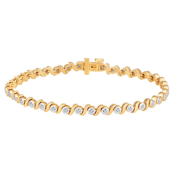 Gold Plated Sterling Silver Round Diamond Tennis Bracelet (1/3 cttw, I-J Color, I2-I3 Clarity), 7"