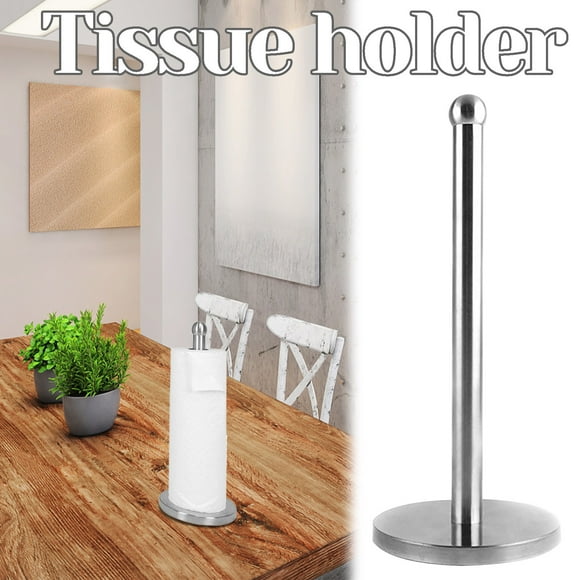 Jiaeri Stainless Steel Paper Towel Holder Stand for Kitchen Countertop Bathroom, Heavy Duty Metal Roll Dispenser with Non-Slip Base, Spring Loaded Arms for Towels, Plastic Bags, Foil & Wrap Storage
