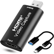 Audio Video Capture Cards, 1080p HDMI Capture Card for Gaming, Streaming Compatible with Nintendo Switch, PS3/4, Xbox One, Twitch, YouTube (HDMI Capture + USB Cable)