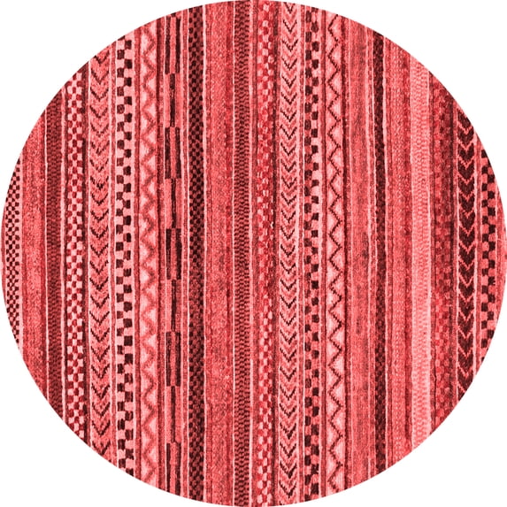 Ahgly Company Machine Washable Indoor Round Abstract Red Modern Area Rugs, 4' Round