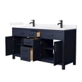 thumbnail image 2 of Beckett 66" Dark Blue Double Vanity & White Quartz Top (1-Hole) & Black Trim, 2 of 5