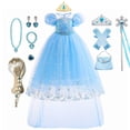 thumbnail image 2 of Vestido de Elsa para niña, traje de baile de malla con lentejuelas azules, fiesta de carnaval, cumpleaños, disfraces de princesa, Verano Fivean unisex, 2 of 2