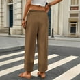 thumbnail image 5 of XFLWAM Capris Pants for Women Summer Baggy Elastic High Waist Cropped Trousers Casual Loose Wide Leg Pallazzo Pants Brown M, 5 of 9