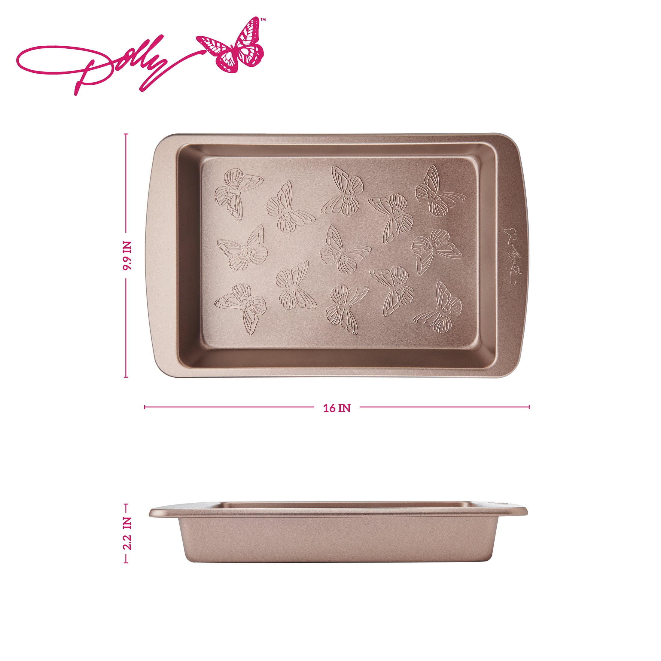 Dolly Parton Butterfly Stamp 9" x 13" Carbon Steel Non-Stick Cake Pan