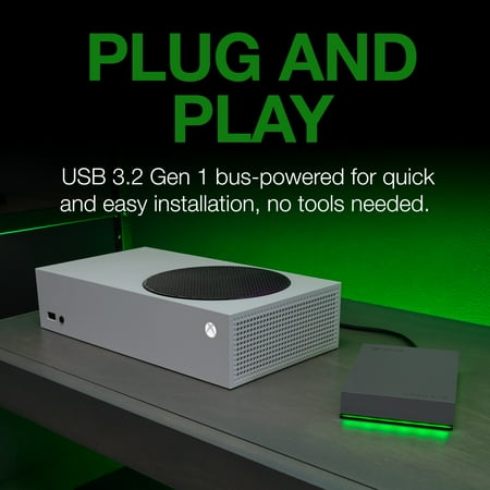 Seagate - Game Drive for Xbox 4TB External USB 3.2 Gen 1 Portable Hard Drive Xbox Certified with Green LED Bar - Gray