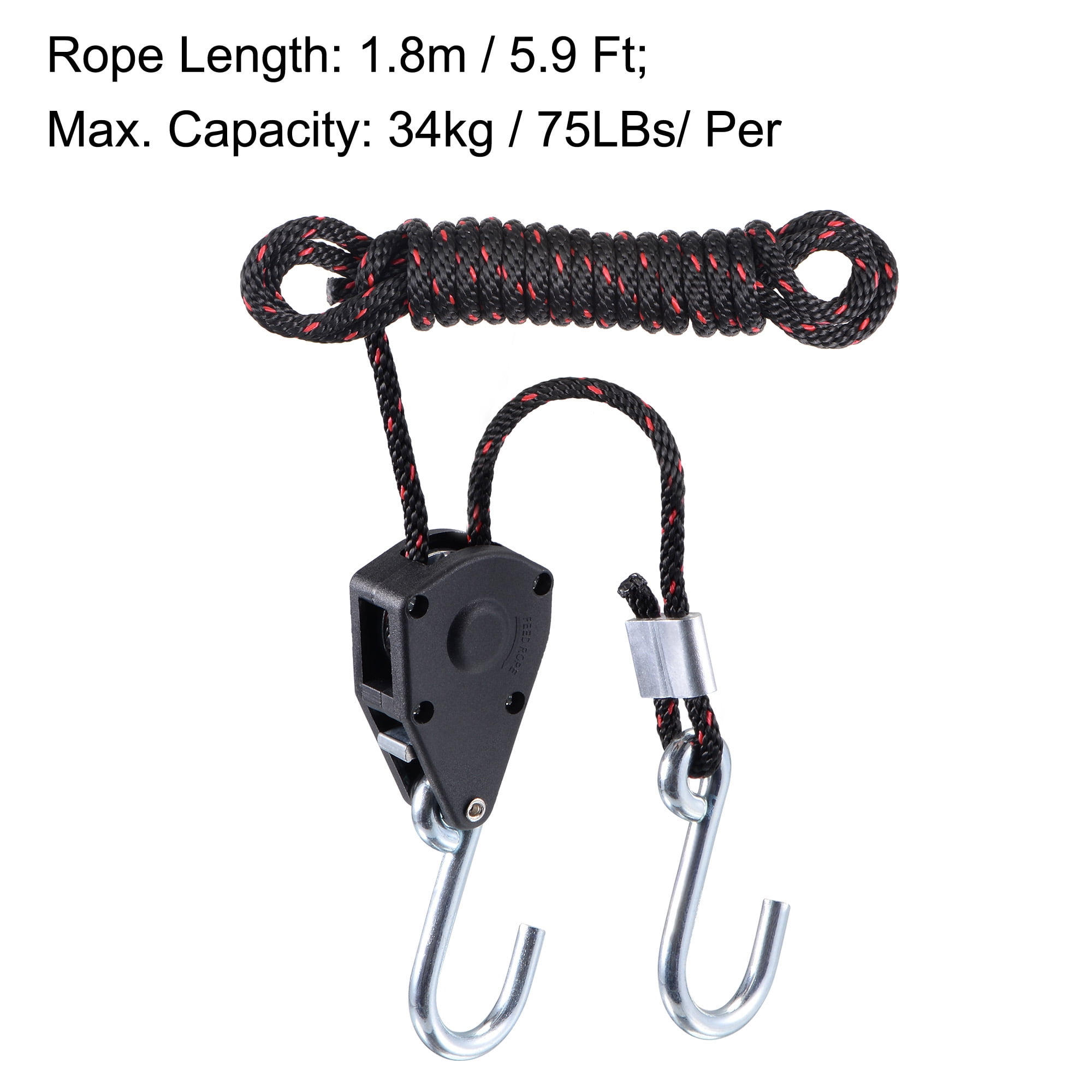 Uxcell 1/8 75lb Capacity Adjustable Rope Hanger Crimped with