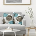 thumbnail image 3 of Brown Blue Pillow Covers 20x20 Inch 2 Pcs, Summer Geometric Elegant Dahlia Decorative Throw Pillows, Dark Teal Flower Outdoor Decor Pillowcase Square Cushion Cover Gift for Couch, 3 of 5