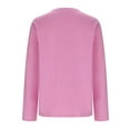 thumbnail image 4 of SnZhen Long Sleeve Tops for Women Fall/Winter Women's Casual Solid Color Round Neck Loose Lightweight T-shirts Pink M, 4 of 5