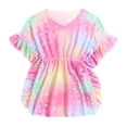 thumbnail image 3 of BOBOGOJP Little Girl Beach Cover Up Dress Ruffle Sleeves Scale Swimsuit Cover Up Kids Bathing Suit Pink for Size 6-7 Years, 3 of 9