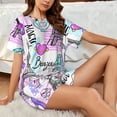 thumbnail image 4 of Sikiie Eiffel Tower and Hearts Womens Pajama Sets Short Sleeve Top With Pants Sleepwear 2 Piece Lounge Set3X-Large, 4 of 6