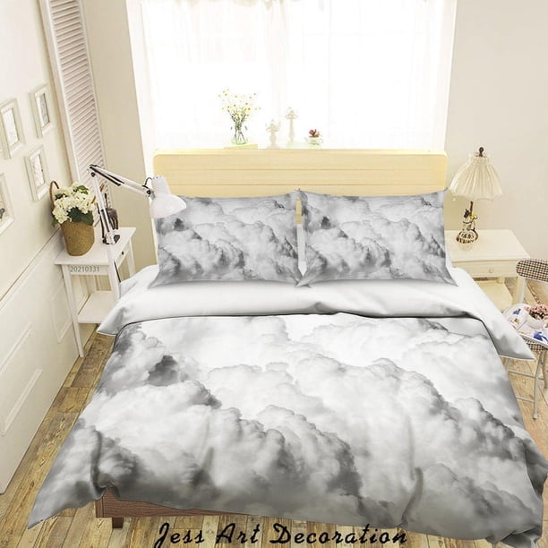 3D Blanco Nube Paisaje Funda de edredón Set Ropa de cama Set Funda Nórdica Fundas de almohada