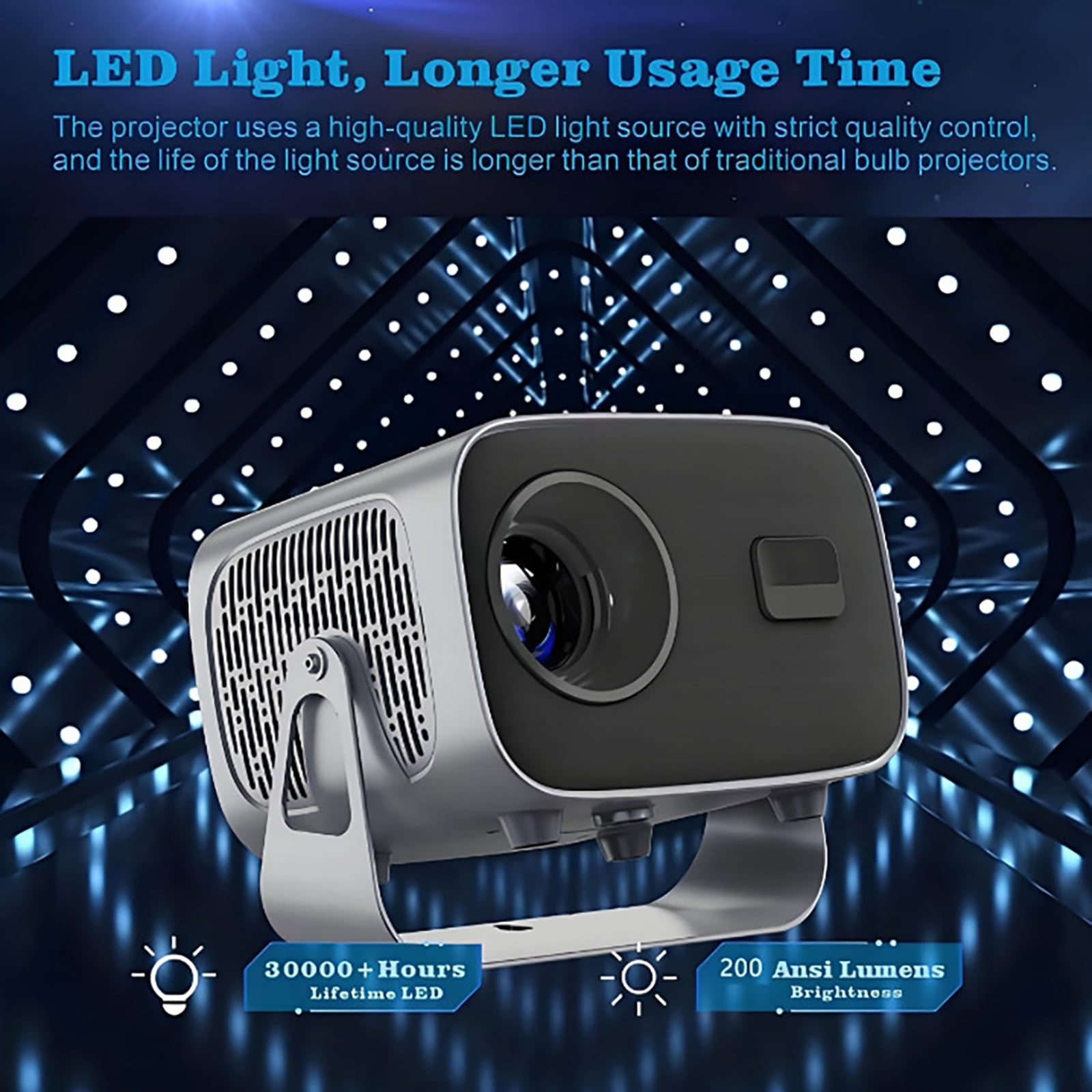 Foluu 4K Projectors 260ANSI 16:9 Supported 3D with WiFi 5G Bluetooth, White
