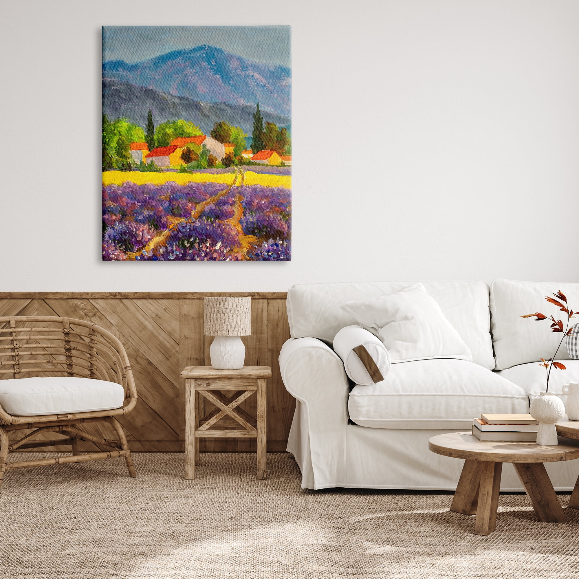 Stupell Industries Lavender Field Landscape Nature Painting Gallery Wrapped Canvas Print Wall Art, 36 x 48