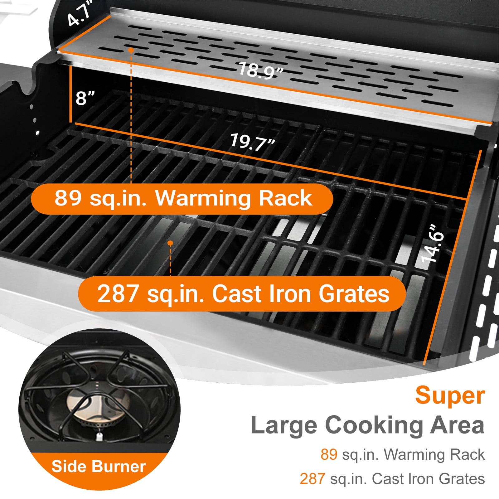 3 Burner Propane Gas Grill with Side Burner, 40500 BTU Stainless Steel Barbecue Grill for Outdoor, BBQ gas grill with Tool Holder, Wheels, and Bottle Opener