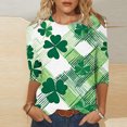 thumbnail image 2 of Lenpel St Patrick's Day Shirts for Women 3/4 Length Sleeve Crew Neck Casual Printed Blouse Spring Tunic Tops, 2 of 5