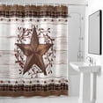 thumbnail image 2 of Country Star Shower Curtain, Rust Yellow Stars Berry Brown Plaid Beige Wood Grain Waterproof Shower Curtain Set with 12 Hooks Lightweight Bath Curtains Fabric Bathroom Decor 48x72 Inches, 2 of 9