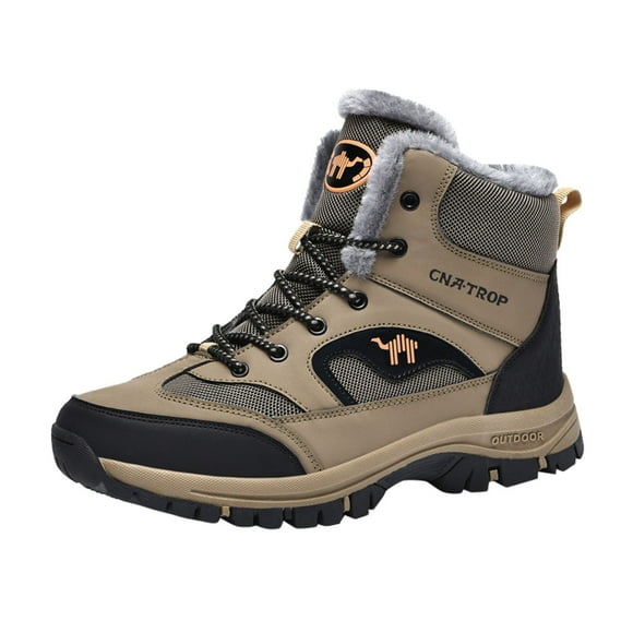 PMUYBHF Male Mens Boots Casual Leather Men's Winter Fashion Warm High Top Lace up Snow Boots Men Plus Cotton Thickened Casual Cotton Boots Cotton Shoes 45