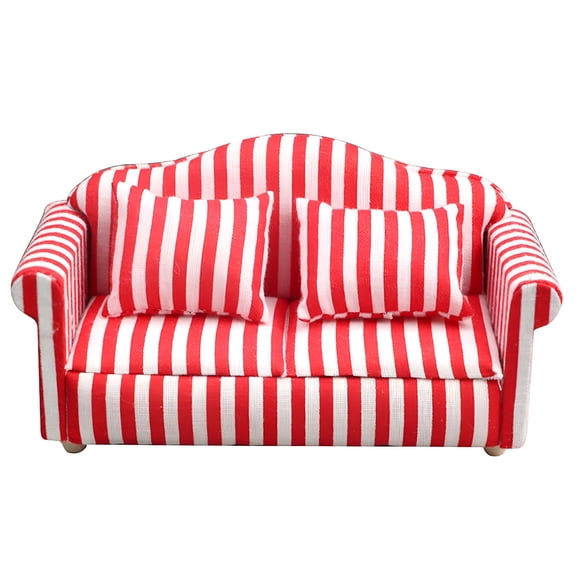 LAMIRO 1:12 Dollhouse Sofa Realistic Decorative Wooden Miniature Furniture Sofa Model Living Room Accessories for Micro Landscape