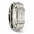 thumbnail image 4 of Titanium Grooved Ridged Edge 8mm Satin and Polished Band Size: 6; for Adults and Teens; for Women and Men, 4 of 6