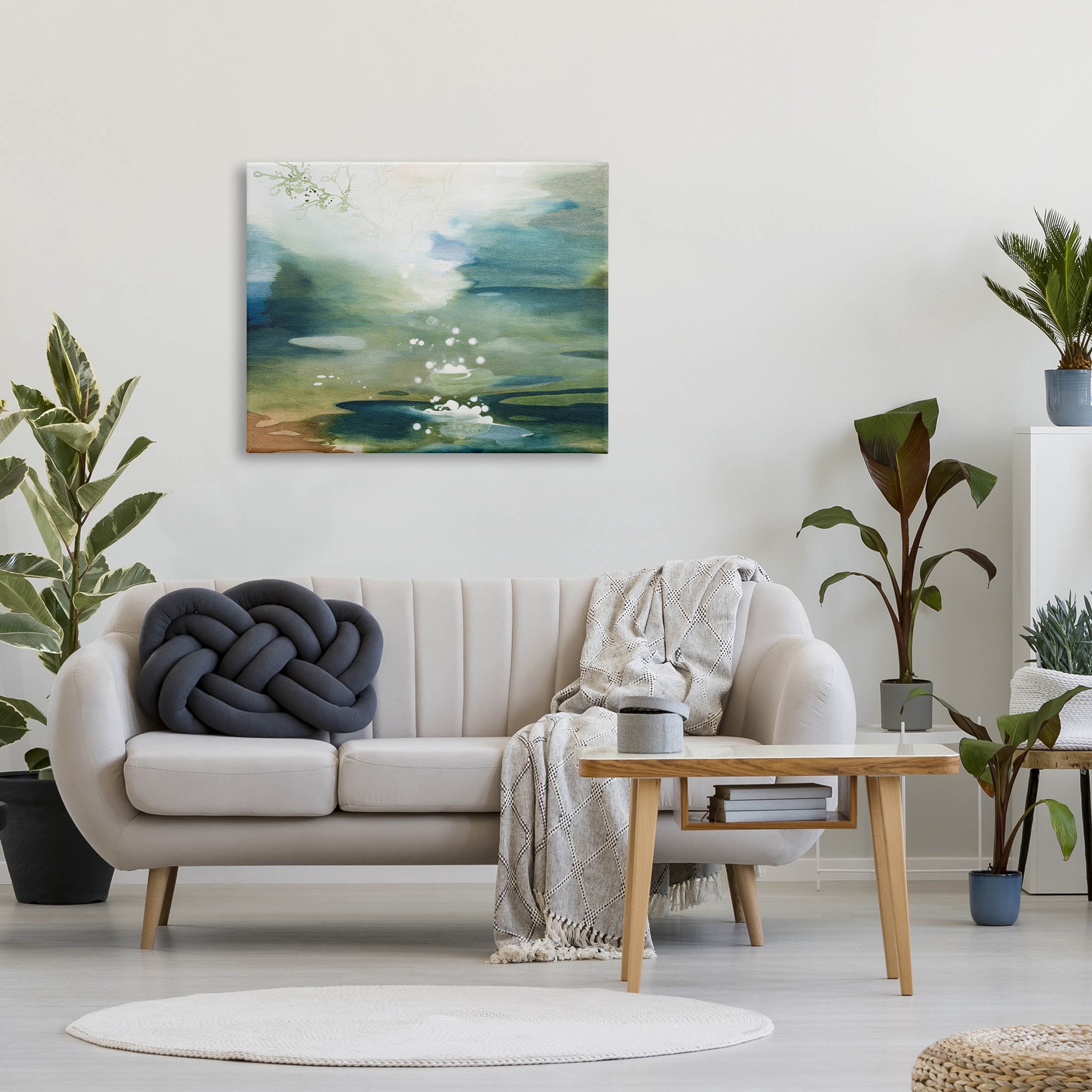 Water Surface Landscape Bubbles Abstract Painting Gallery Wrapped Canvas Print Wall Art