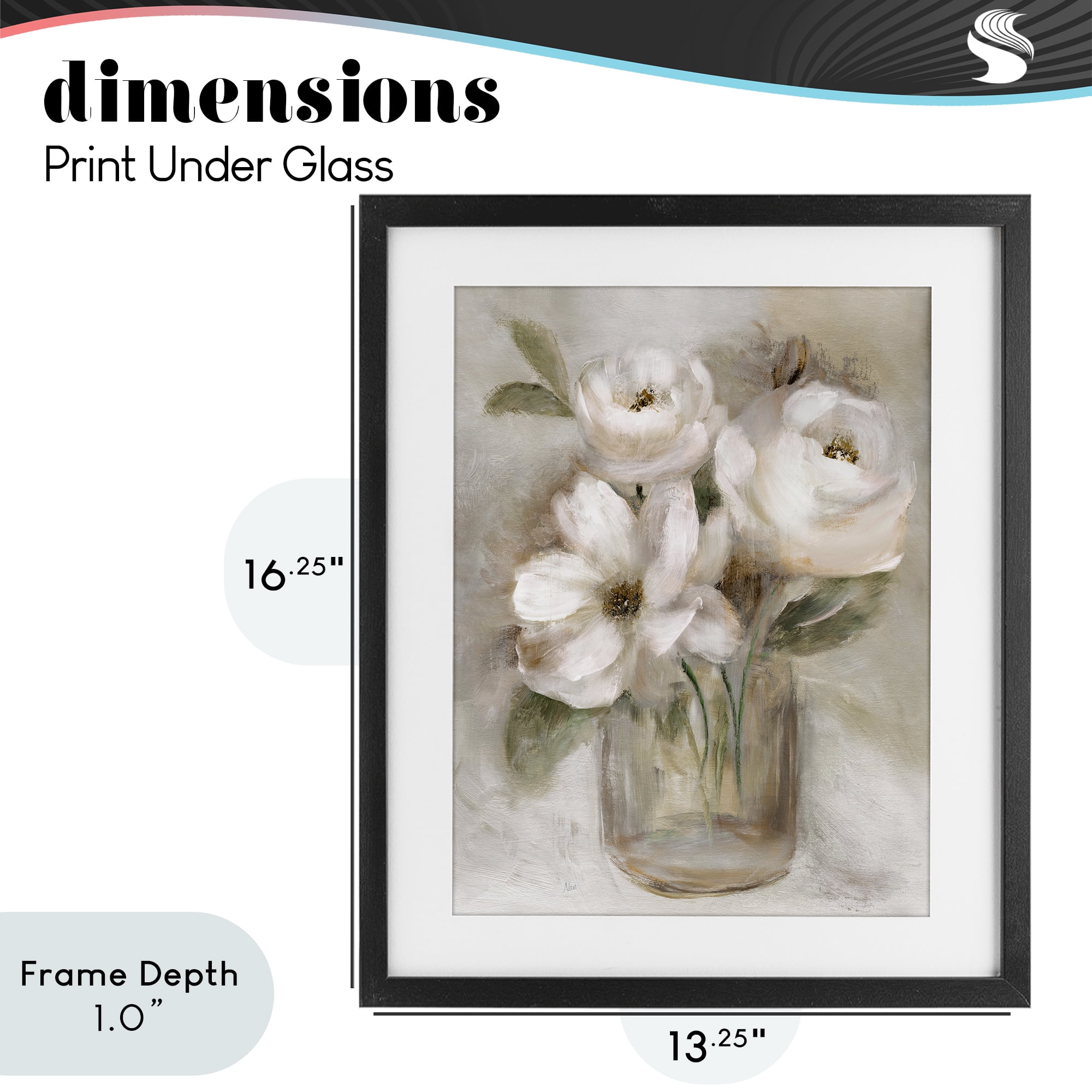 Stupell Industries Soft Brushstroke Roses Black Framed Print Under Glass, design by Nan