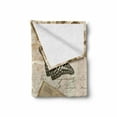thumbnail image 2 of European Soft Flannel Fleece Throw Blanket, Old Vintage Retro Style Lettering with Flowers Butterflies Print, Cozy Plush for Indoor and Outdoor Use, 70" x 90", Pale Brown Black, by Ambesonne, 2 of 6