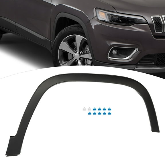 Black PC Fender Flares For 2019-2022 Jeep Cherokee Front Passenger Side, Fender Flare, Front Fender Trim