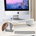 thumbnail image 3 of Solid Wood Monitor Stand Riser, Monitor Riser with 2 Adjustable Height, 15.8 inch Computer Riser for Computer, iMac, PC, Printer, Computer Monitor Stand for Home & Office, White, 3 of 13
