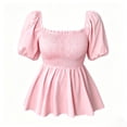 thumbnail image 5 of CAIXIA Womens Square Neck Smocked Peplum Blouse Top Ruffle Short Sleeve Flowy Babydoll Cute Shirt Tops, 5 of 5