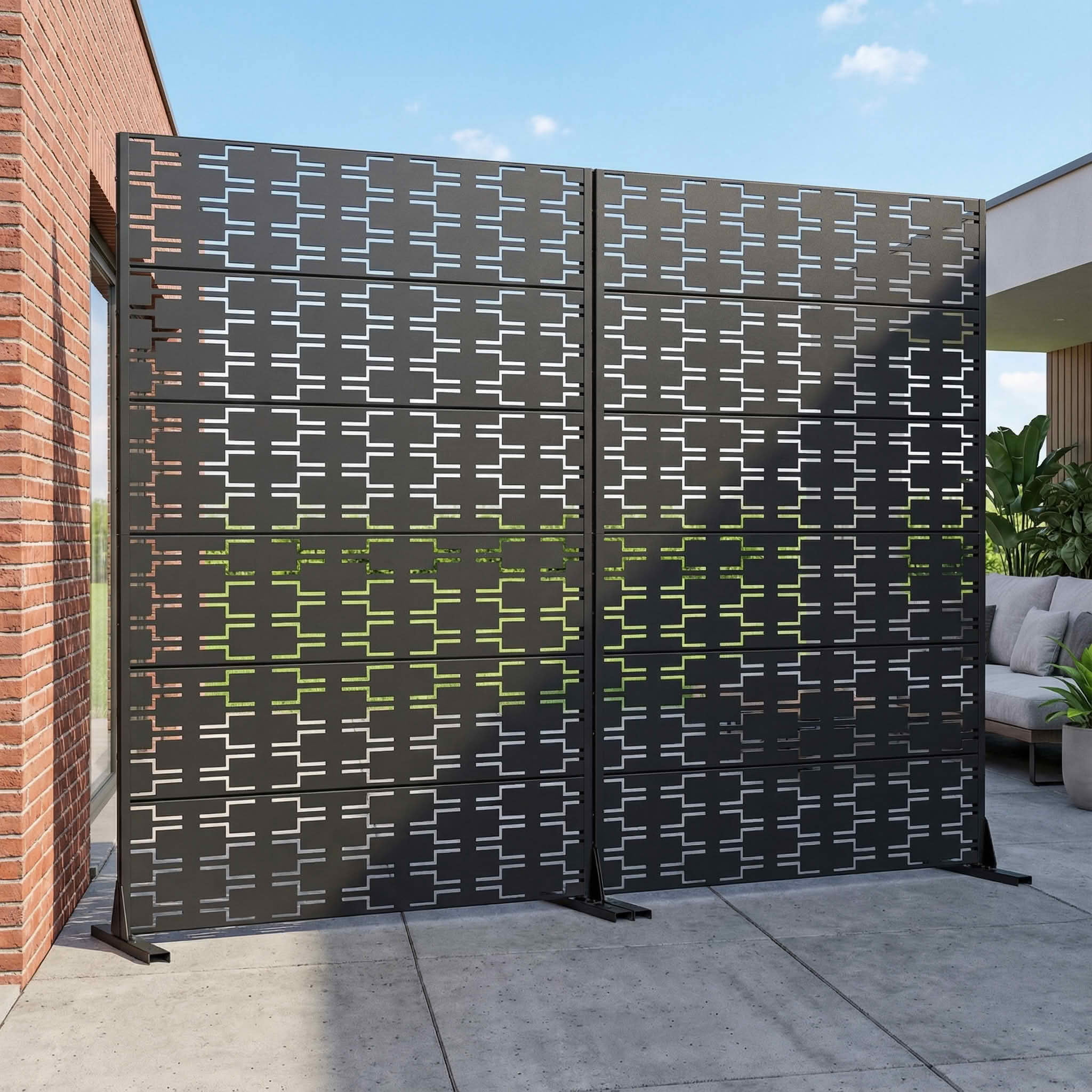 MAYEERTY 72x47 Black Double-sided Outdoor Natural Privacy Panel Screen, 6 Piece Set Natural Folding Divider for Backyard and Garden