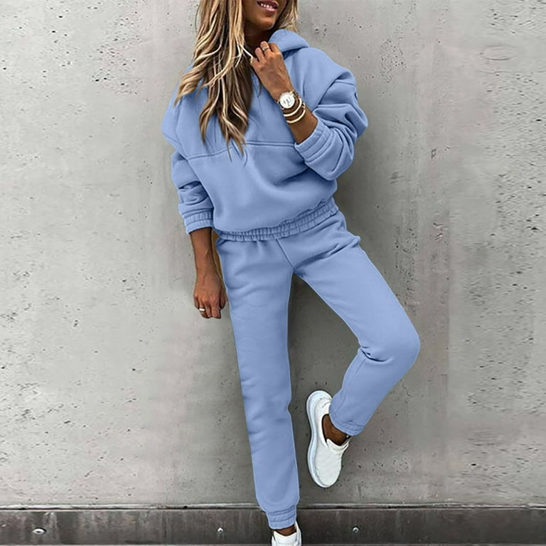 cfhntfmh Women Jogger Outfit Matching Sweatsuits Long Sleeve Hooded Sweatshirt and Sweatpants 2 Piece Sports Sets Tracksuit Women Clothes