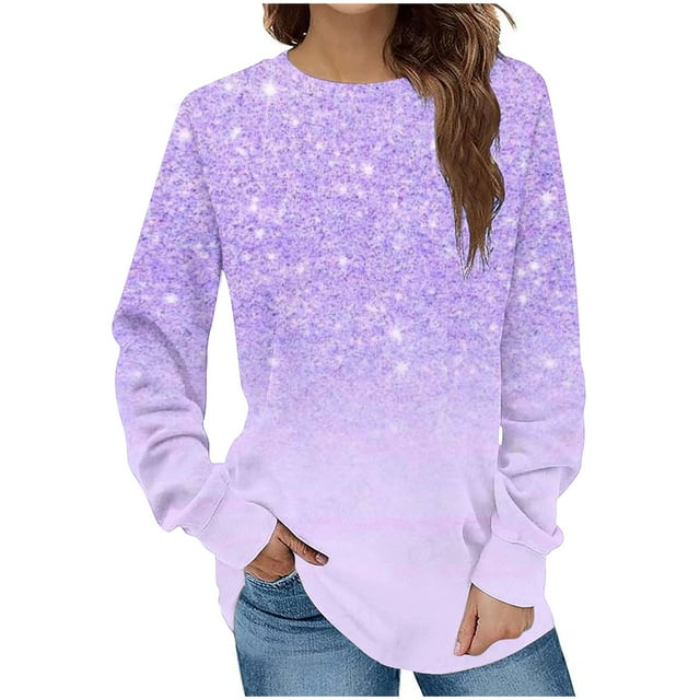 COM1950s Blouses pour Femmes, Blouses pour Femmes Mode, Mode Décontractée Manches Longues Col Rond Imprimé Chandail en Molleton Blouse, Blouses Manches Longues pour Femmes, Blouses pour Femmes Décontractées, Blouse pour Femmes
