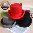 thumbnail image 2 of Sombrero de copa plano de lana 2023 para hombre, sombrero Fedora versátil, sombrero de mago de Panamá, sombrero de cilindro de caballero, Correa Steampunk, elegante, 2 of 4
