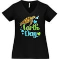 thumbnail image 3 of Inktastic Earth Day Sea Turtle and Hearts Women's Plus Size V-Neck T-Shirt, 3 of 5