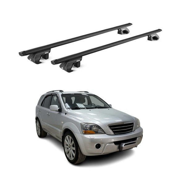 OMAC Roof Rack Cross Bars Luggage Carrier for Kia Sorento 2003-2009 Alu Black 2Pcs