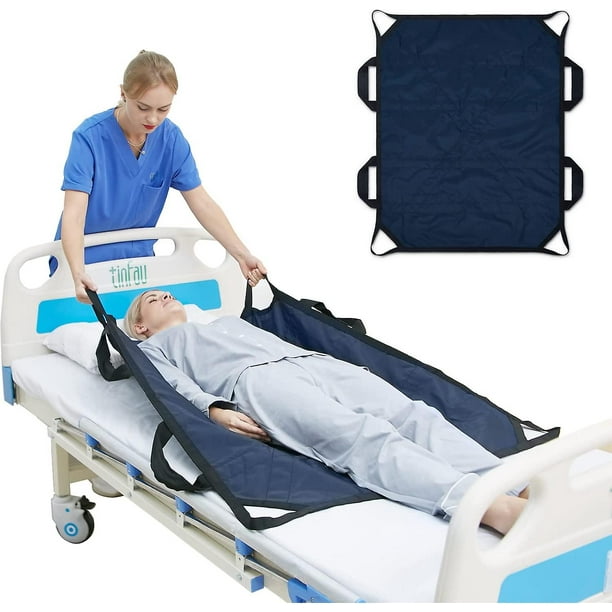 Almohadilla de posicionamiento de cama con asas reforzadas, sábana de transferencia impermeable multiusos de 45 x 36 pulgadas para girar, levantar y deslizar, paciente lavable reutilizable