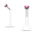 thumbnail image 1 of Push-in Clear Acrylic Labret Studs 16g With Press Fit Gem, 1 of 12