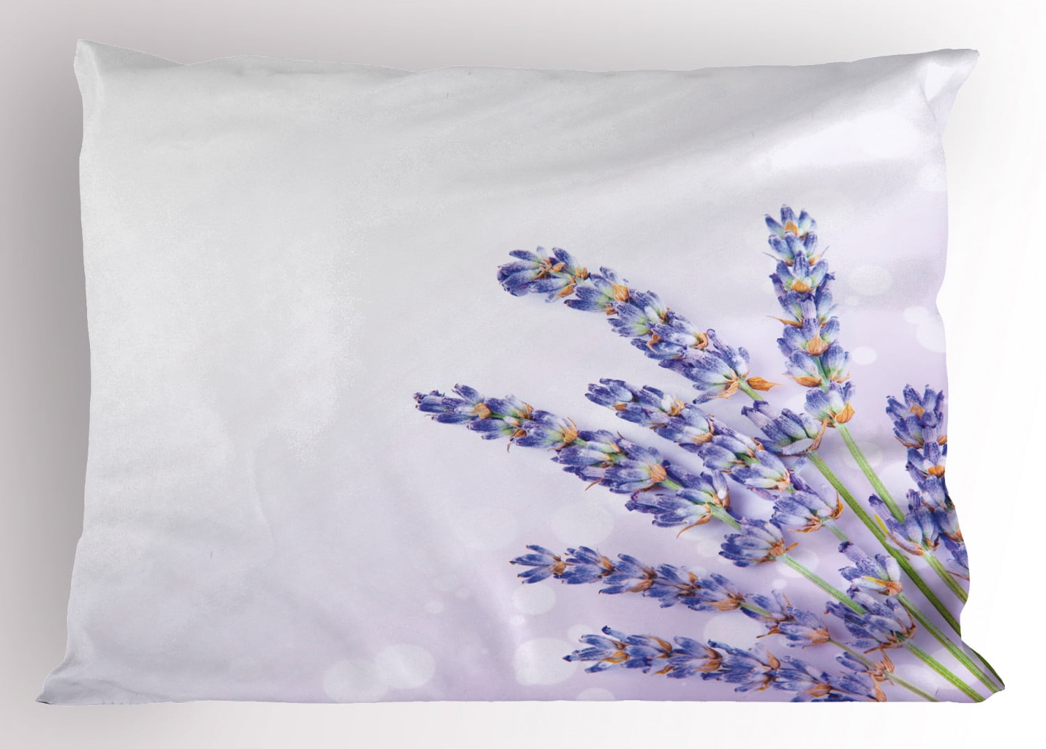 Lavender Pillow Sham Little Posy of Medicinal Herb Fresh Plant of Purple Flower Spa
