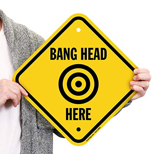 STRESS REDUCTION BANG HEAD HERE METAL SIGN RETRO VINTAGE STYLE SMALL 