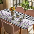 thumbnail image 3 of Purple Lavenders Table Cloths for 5 Foot Rectangle Tables, Spring Floral Black Plaid Farmhouse Patio Waterproof Elastic Fitted Tablecloths, Washable Rectangular Table Cover for Camping, 3 of 8